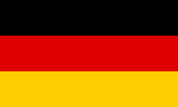 Flag of Germany: three horizontal stripes in black, red, and gold (black on top).","German national flag with black, red, and gold bands.","Horizontal black-red-gold tricolor representing Germany.