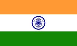Flag of India: saffron top stripe, white middle with blue Ashoka Chakra, and green bottom stripe.