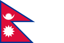 Stylized red flag fragment with blue border, showing a white crescent moon and sun emblem.