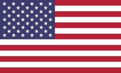 Flag of the United States with a blue canton of 50 white stars and red-and-white stripes.